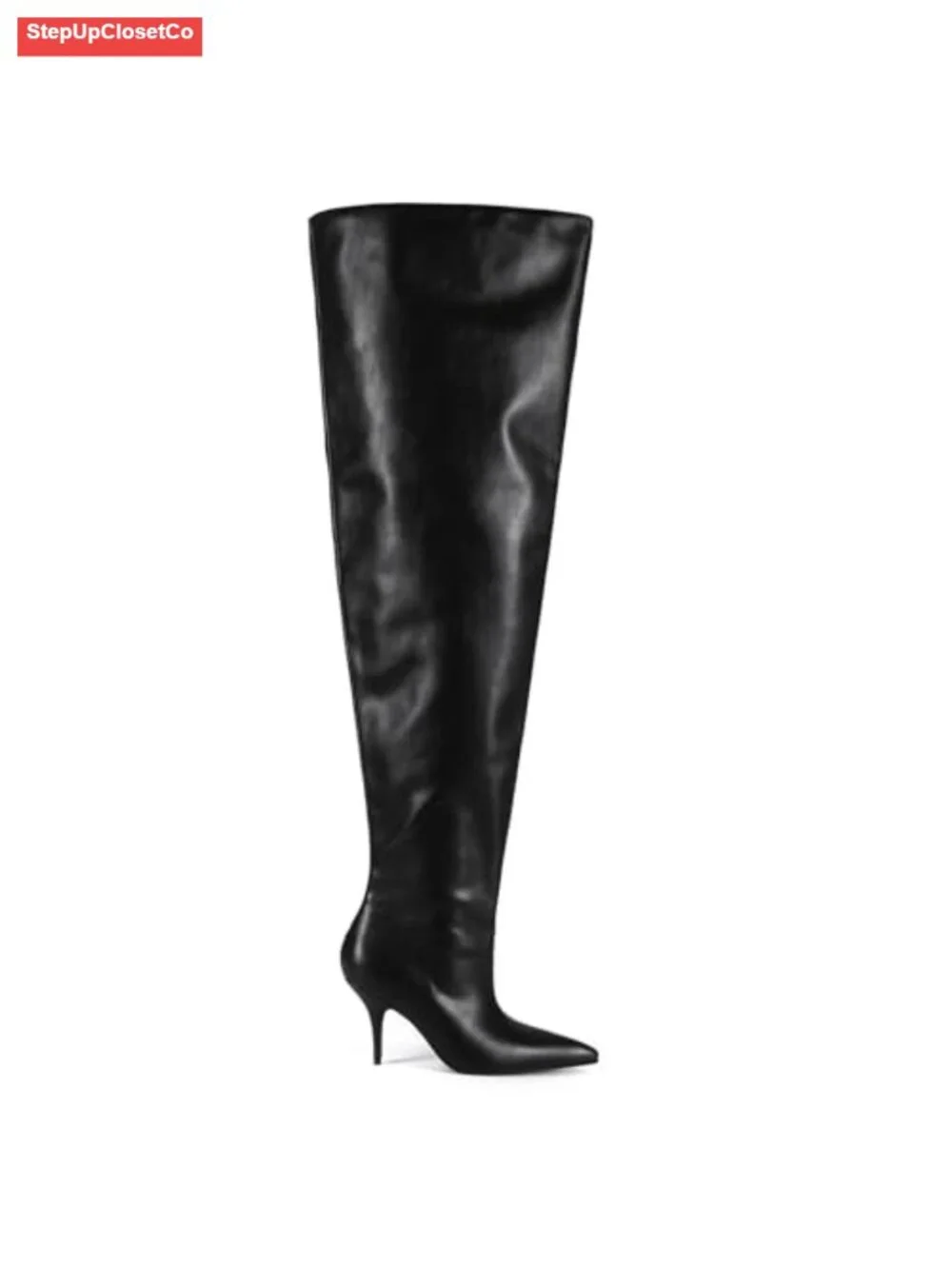 Wide Calf Stiletto Heel Over the Knee Pointed Toe Slouchy Pull On Long Boots
